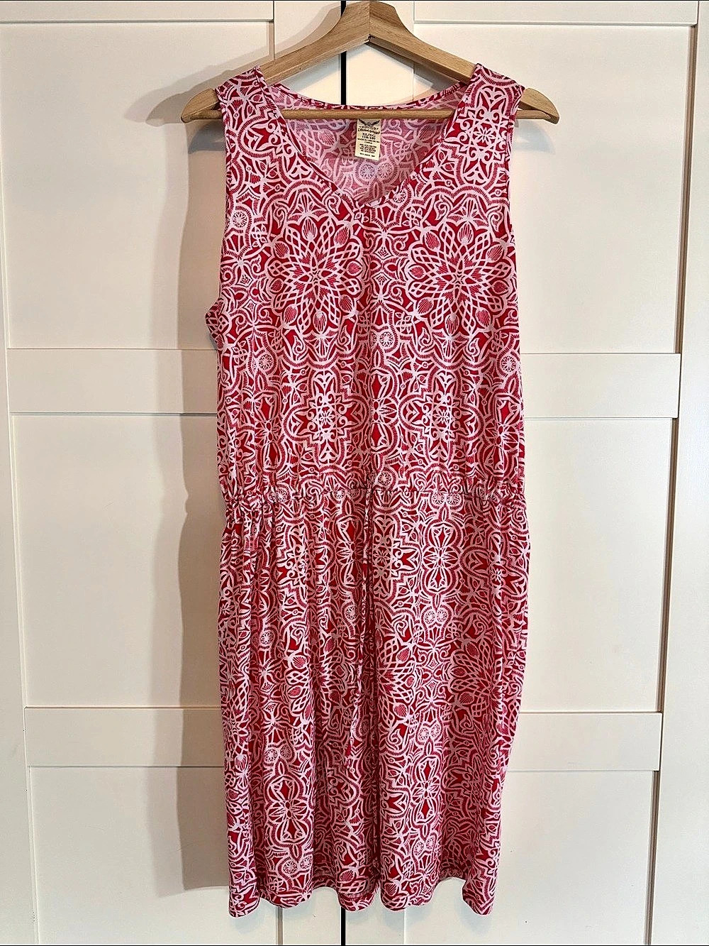 Jaded Gypsy Geometric Midi Dress in Red & White Size XL Like New B17